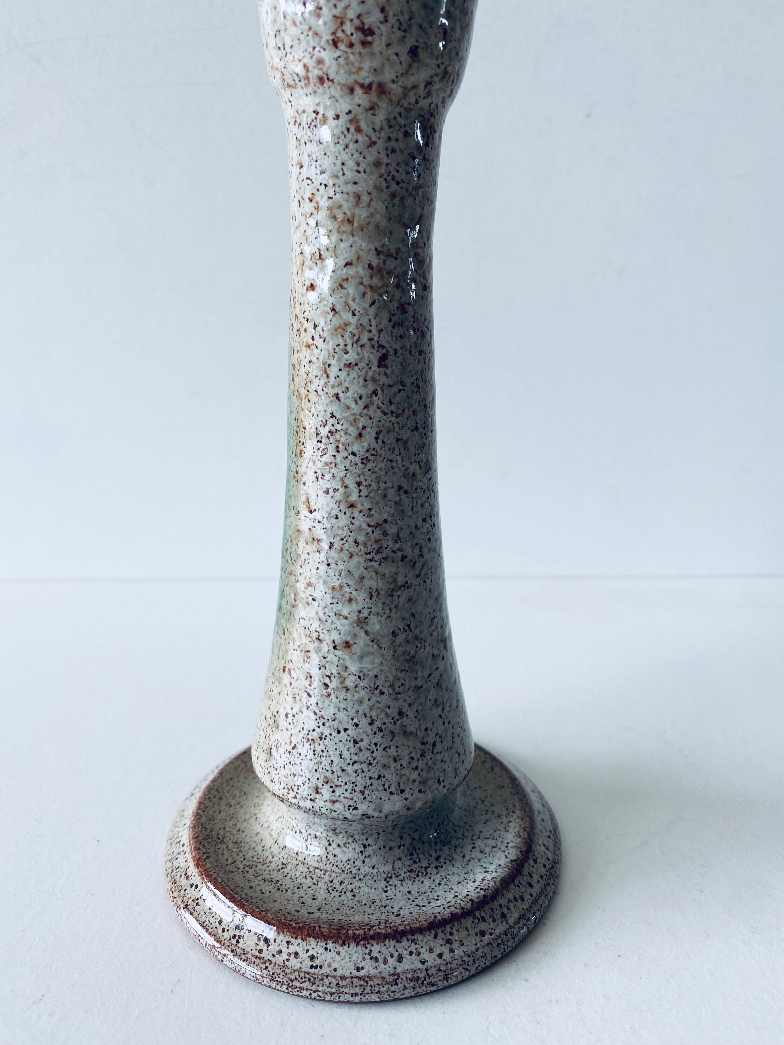 Enamelled terracotta candle holder