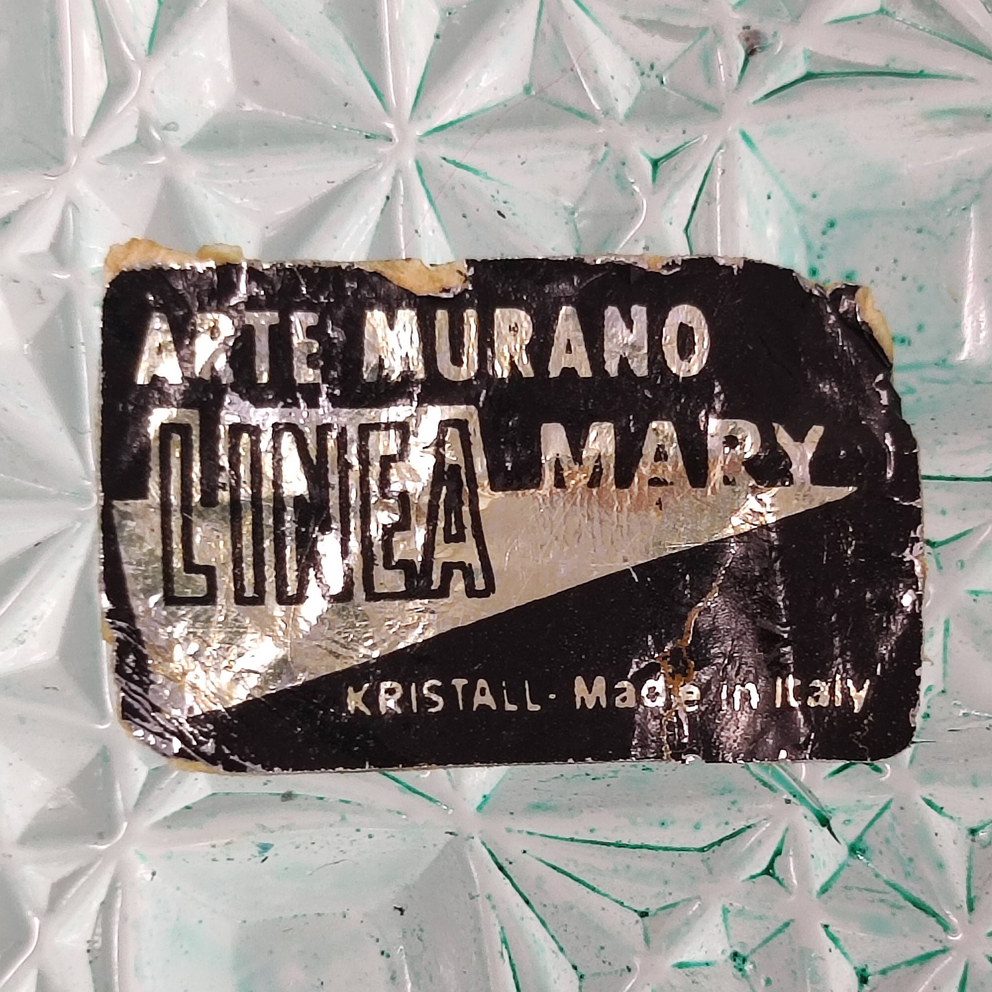 Pink and Green Centerpiece in Murano Glass by Linea Arte Murano 1960