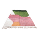 Tapis berbère fait main en laine verte et rose