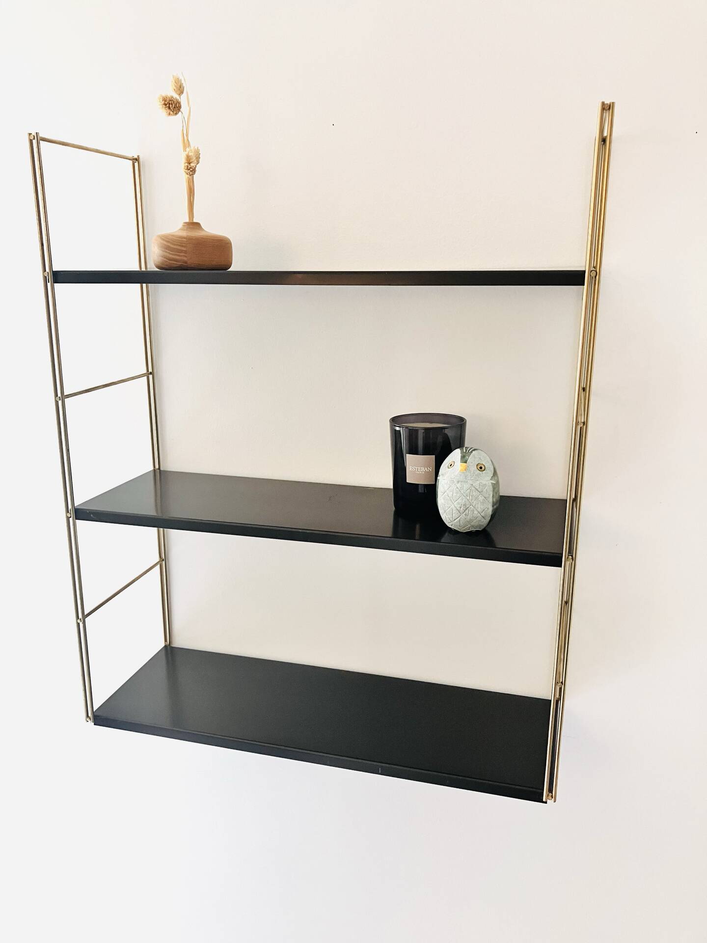 Gold and brown String wall shelves
