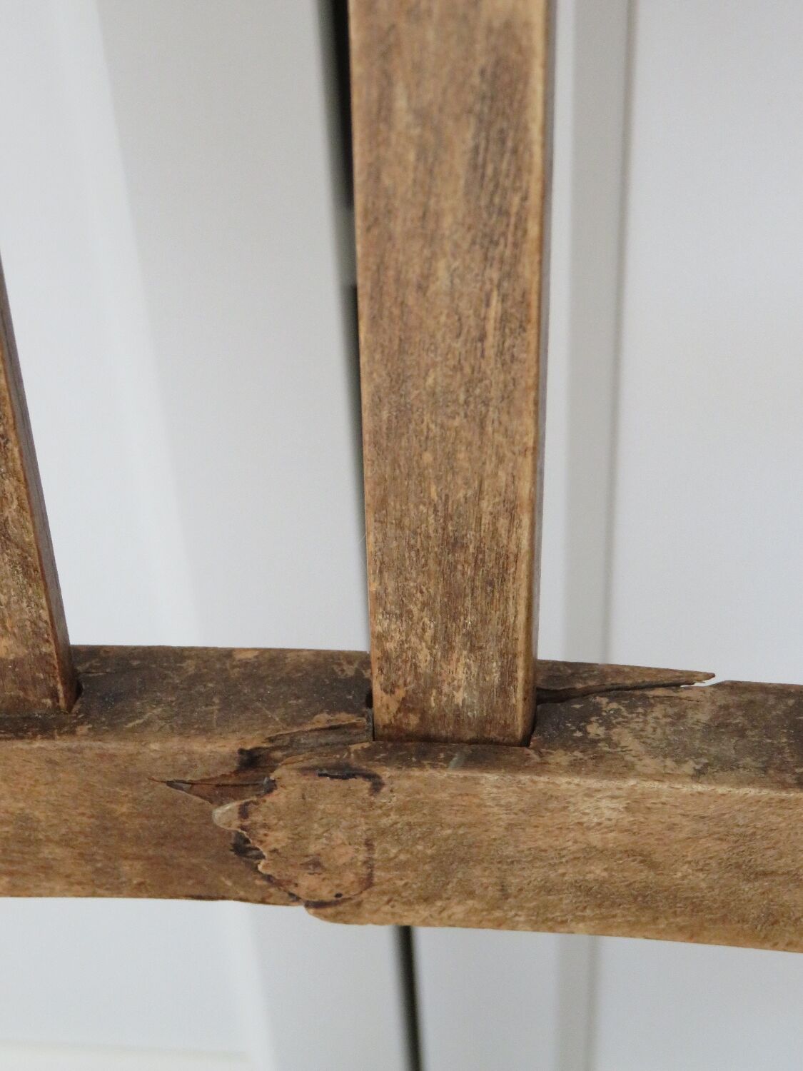 Antique solid wood chair with caning, country house style.