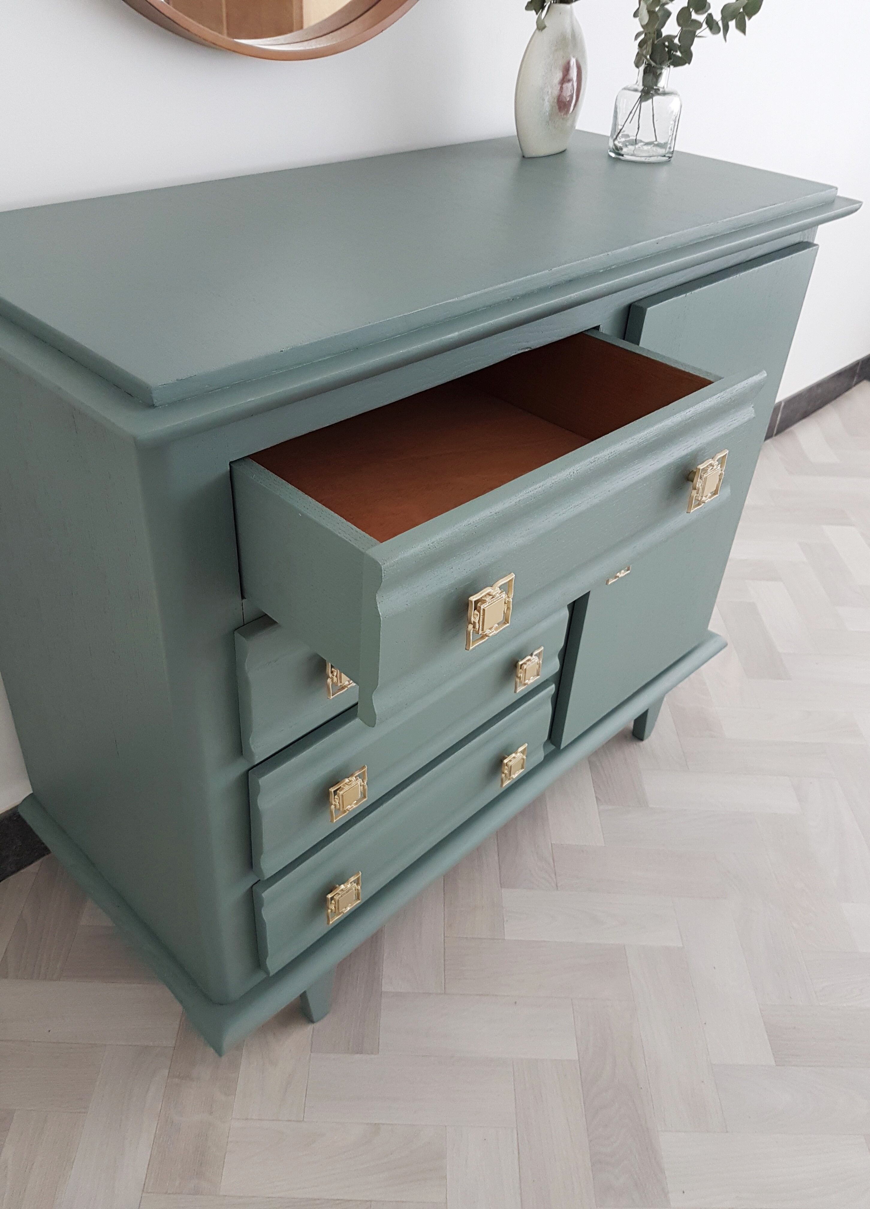 Gray art deco commode