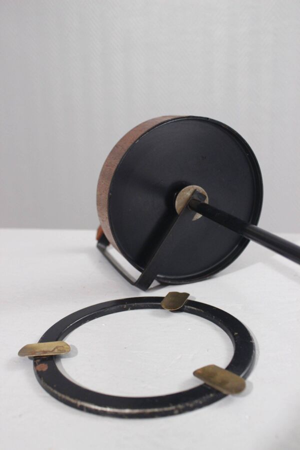 Cendrier scandinave moderniste sur pied métal & teck années 60 Danemark