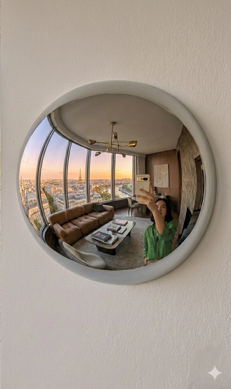 Trendy half-sphere wall mirror