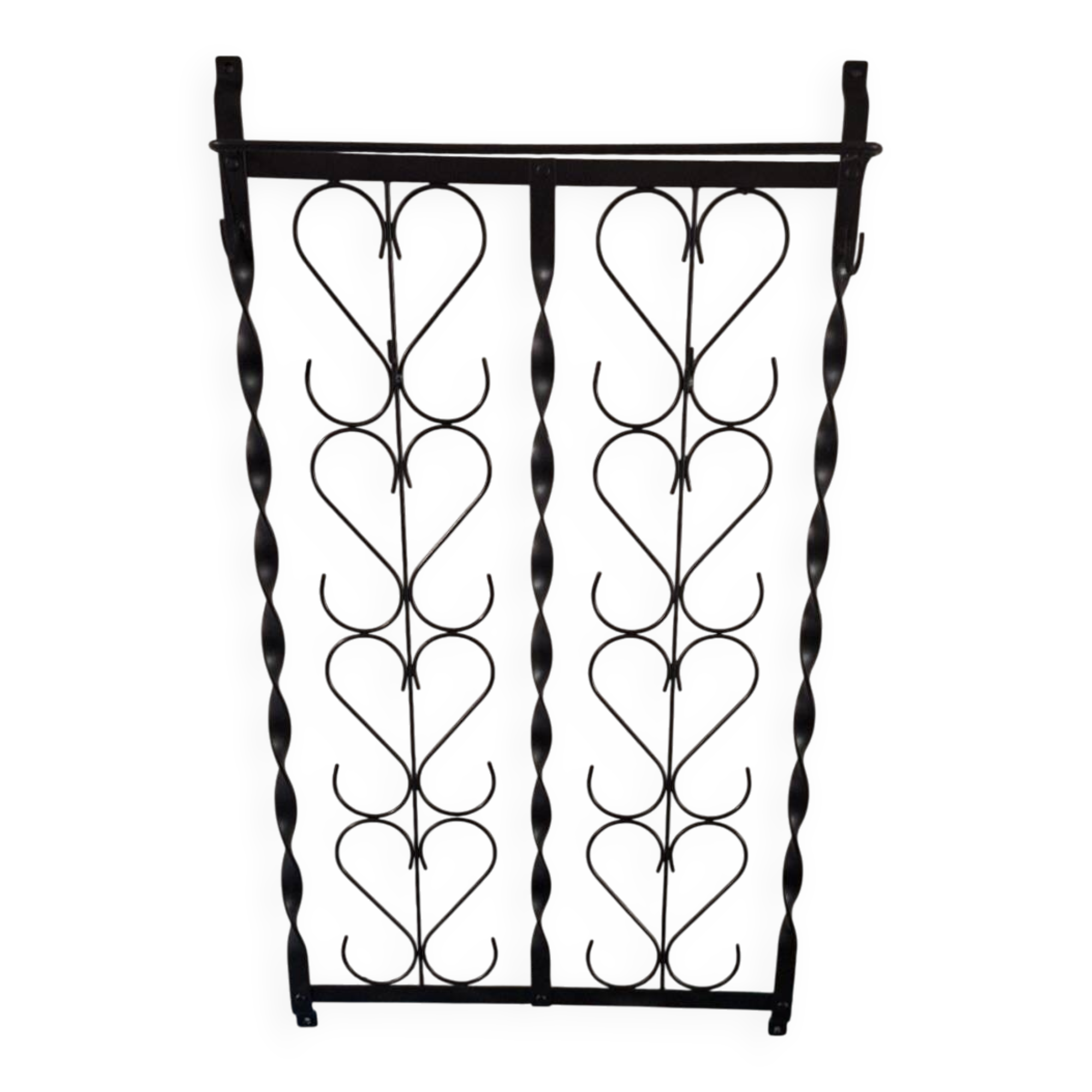 Mid century wall mounted wrought iron coat and hat rack, 1960s