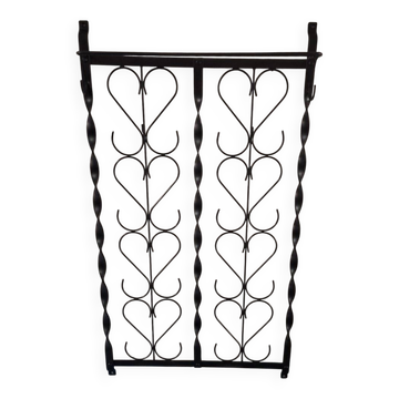 Mid century wall mounted wrought iron coat and hat rack, 1960s