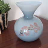 Vase rond en opaline bleu gris
