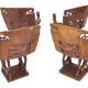Set of 4 carved armchairs, 1950