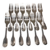 12 silver-plated cake forks, Christofle Vendome goldsmith