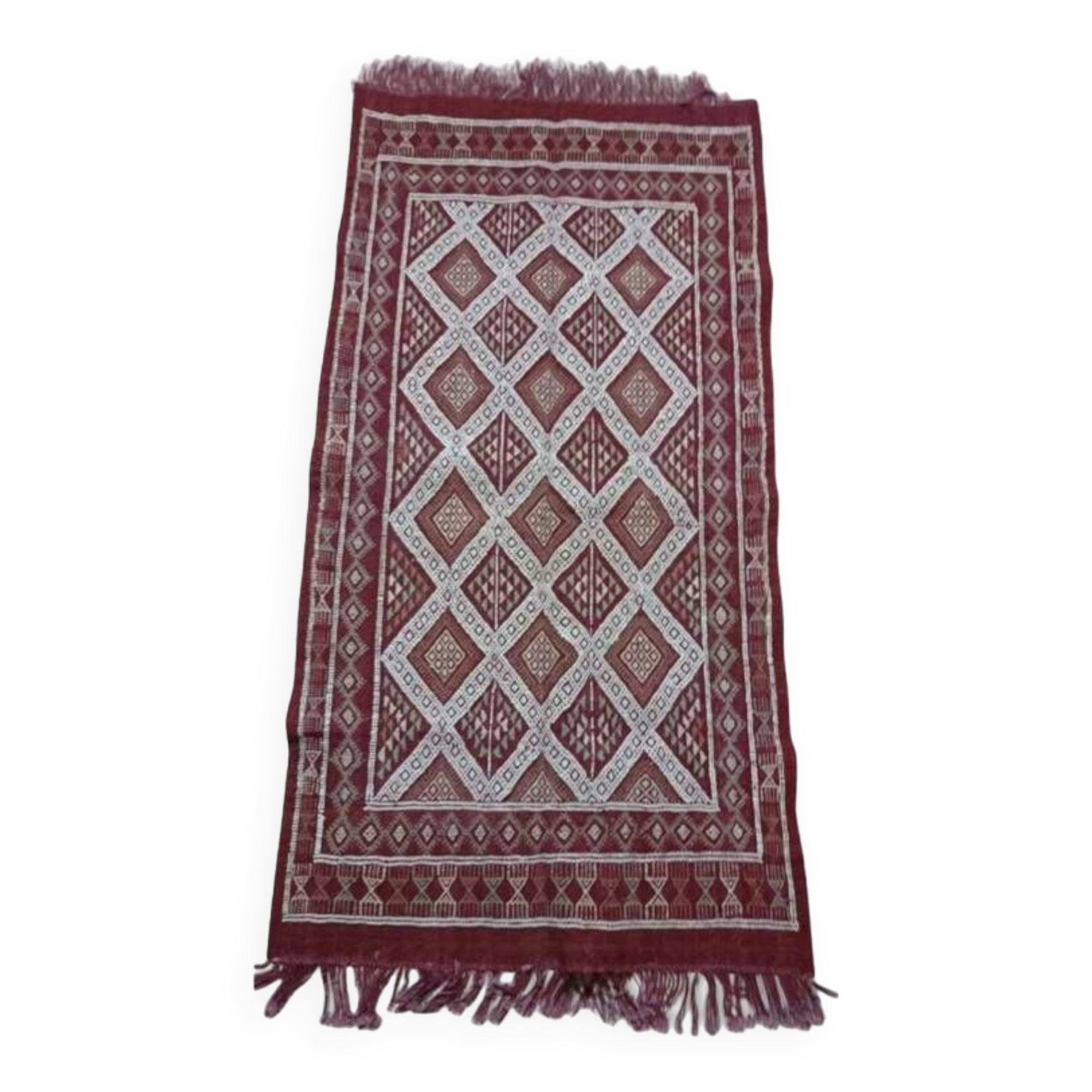 Brown margoum rug hand-woven in natural wool