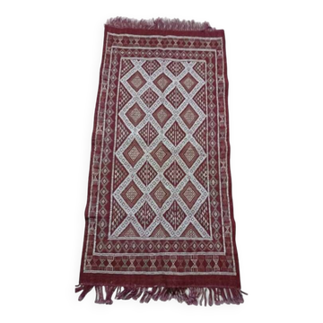 Brown margoum rug hand-woven in natural wool