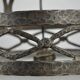 Ceiling lamp, hand-forged hammered iron with glass shade, early 20th century, Sweden