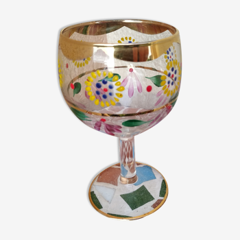 Enamelled balloon glass with beaded decoration