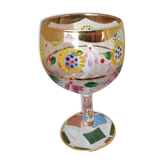 Enamelled balloon glass with beaded decoration