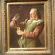Painting by Fritz Wagner (1896-1939) - oil on wood - signed - wine tasting