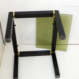 Table basse bois noir & verre fumé