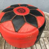 Moroccan leather pouf circa 1970