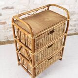 Wicker and rattan chest of drawers with 3 drawers