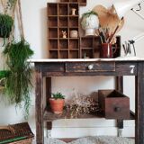 Industrial shelf, antique workshop wooden locker