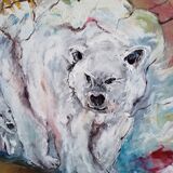 Painting 145cm Acrylic on panel surrealism white bear