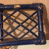Old rattan coat rack with 3 hooks and crosspieces on the upper part
