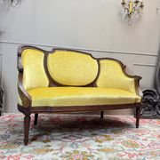 Banquette, natural wood canapé in louis xvi style, 19th century