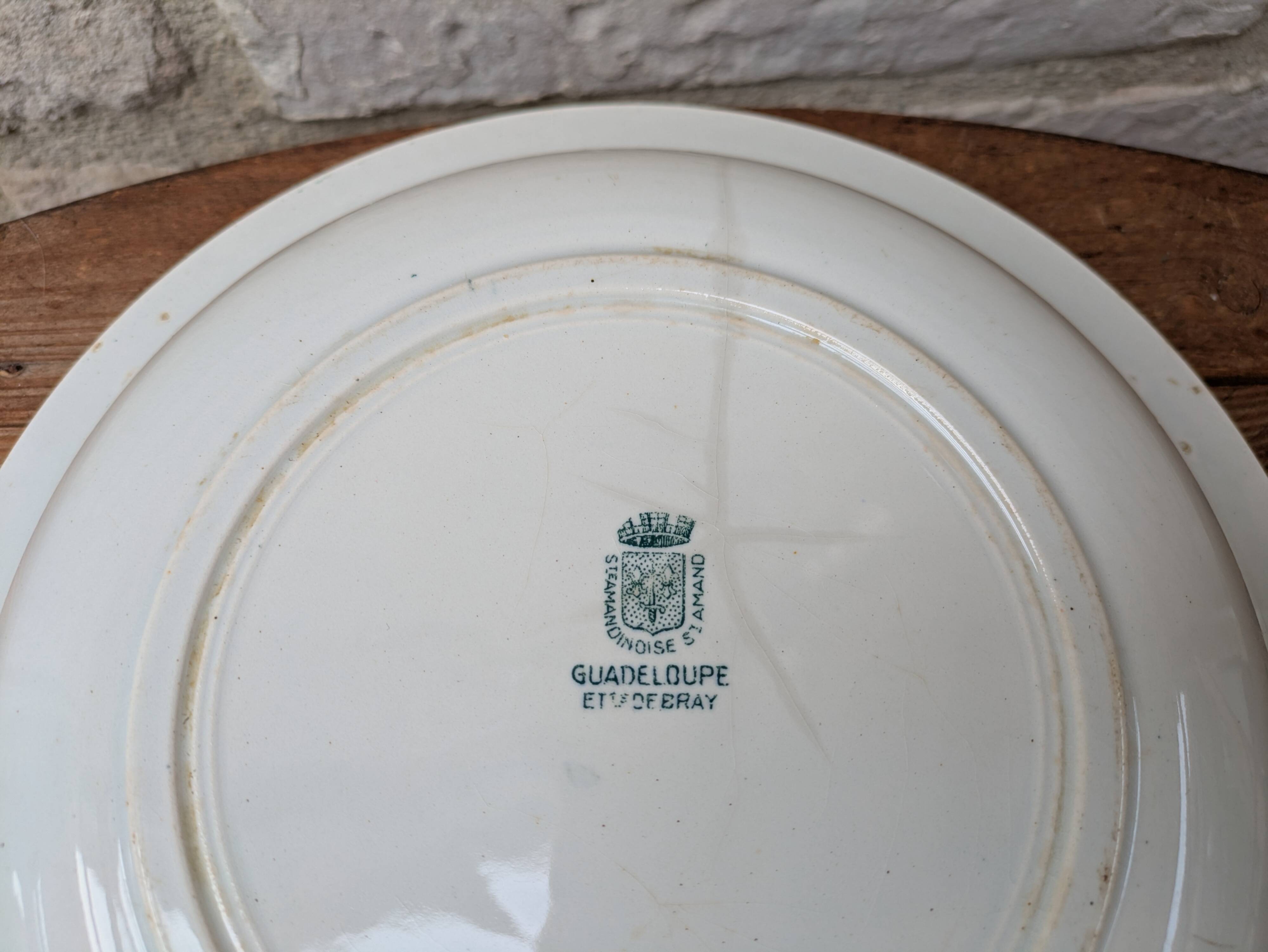 Old hollow round serving dish plate Guadeloupe Saint Amand model