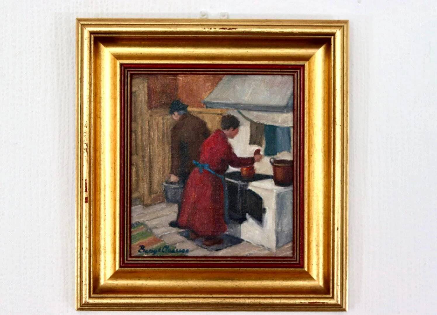 Ancien Panneau Mural Tissé Main Suédois 68x36 Cm - Vintage/Retro Multicolore