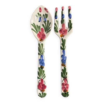 floral ceramic cutlery - vintage kitchen wall decor - set of