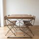 Industrial wooden dining table: spacious top and 4 matching chairs.