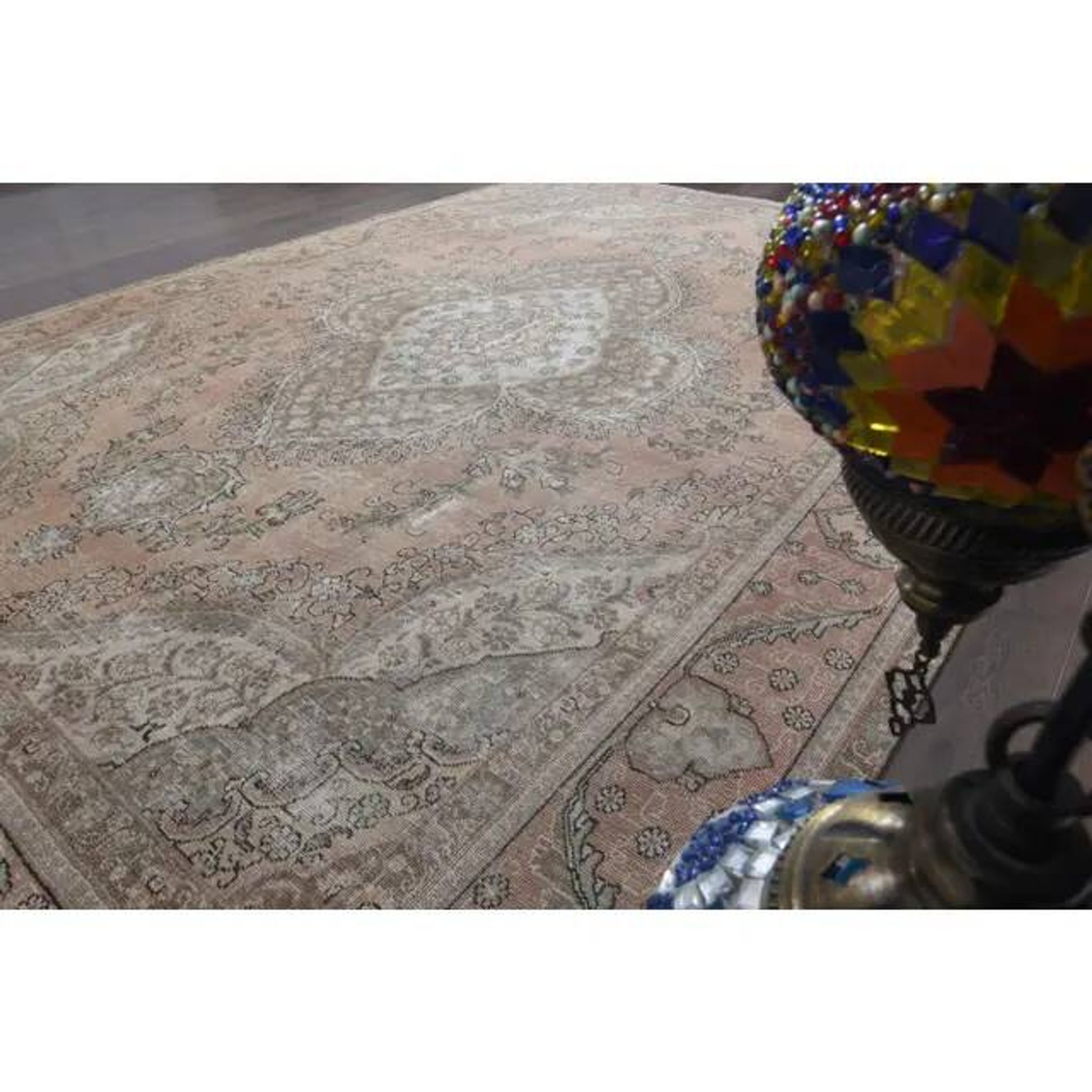 1970s Vintage Persian Handmade Wool Cotton Orange Area Rug 285x381