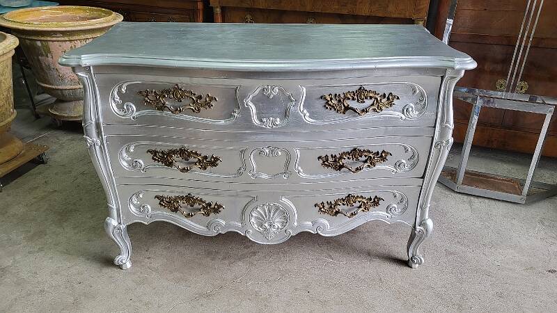 Commode style louis XV argente 3 tiroirs