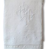 Old linen, flat sheet, embroidered Monogram "HN"