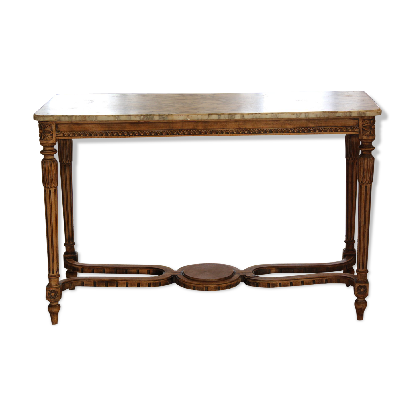 Console old feet wood and marble top