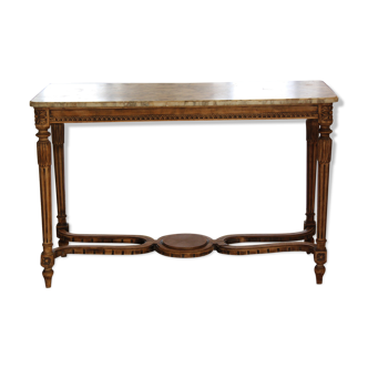 Console ancienne pieds bois et plateau marbre