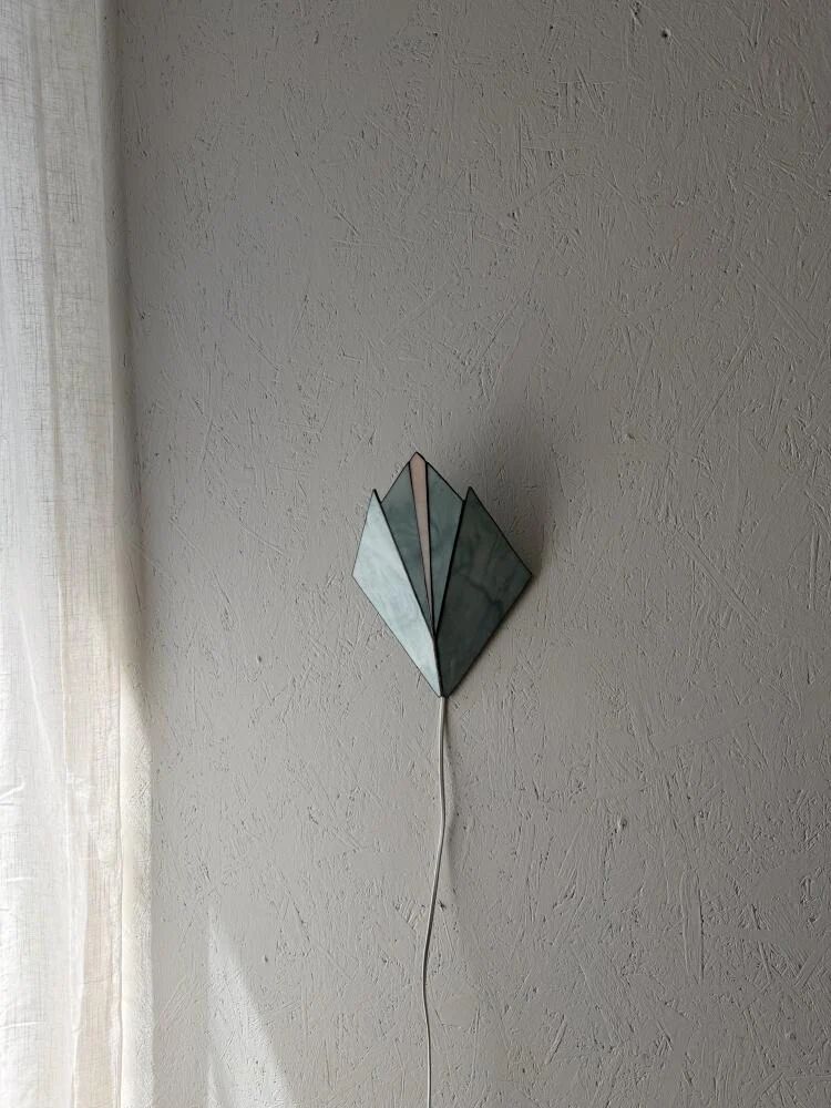 Vintage stained glass wall lamp 1970s