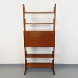 Vintage modular secretary shelf bookcase in teak from the 60s