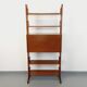 Vintage modular secretary shelf bookcase in teak from the 60s