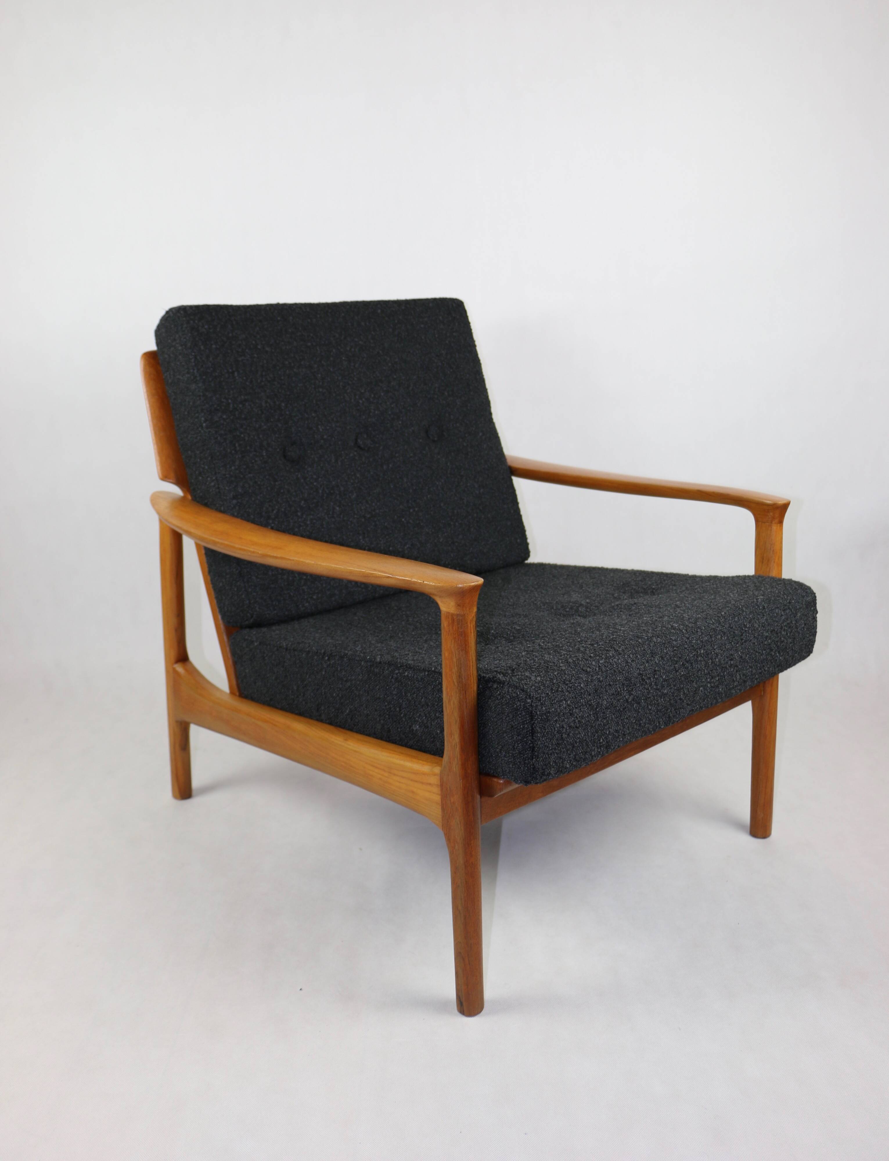 Danish Black Boucle Lounge Chair, 1970s