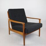 Danish Black Boucle Lounge Chair, 1970s
