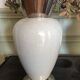 Paire de vases blanc et argenté style émail craquelé