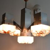 Sciolari Chrome cubic chandelier Murano glass 60/70s