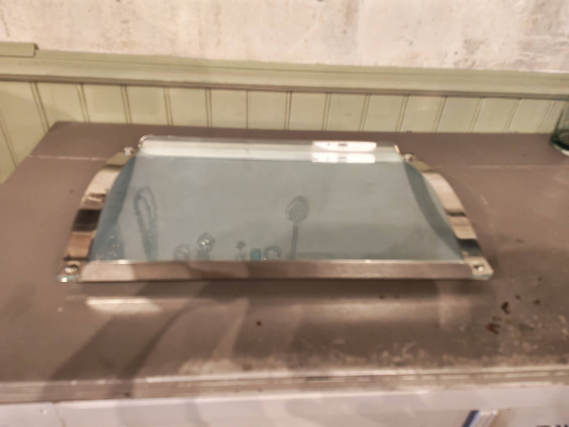 Chrome metal and glass vintage tray