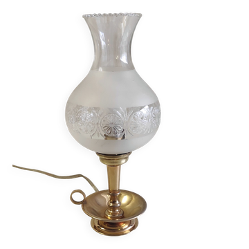 Table lamp in gilded brass and glass - mid 20th century.