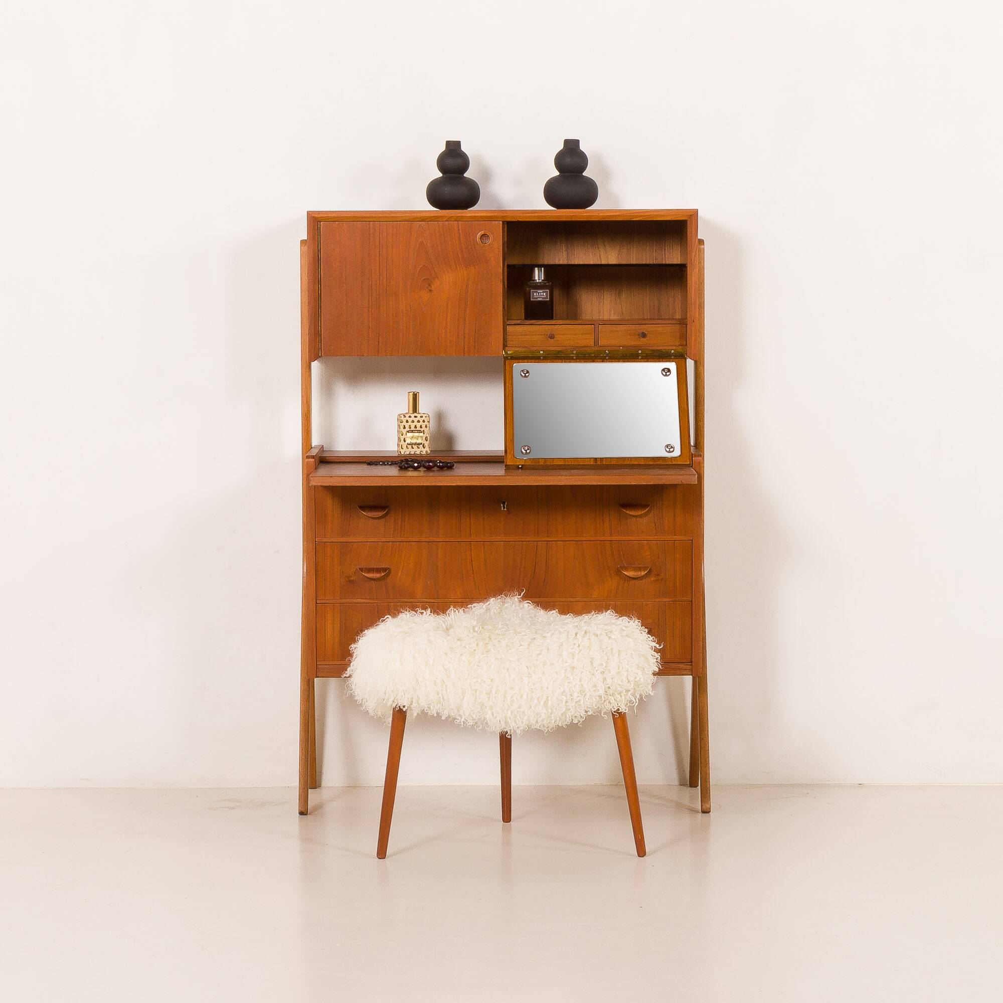 Danish teak secretire with hidden vanity attr. to Poul Volther, 1960s