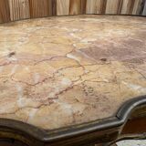 Guéridon ancien Louis XV – marbre rosé et laiton doré – fin XIXᵉ siècle