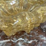Empty pocket, Murano, Archimedes Seguso, yellow, gold, bubbled, stylized flower-forming, blown glass, Italy