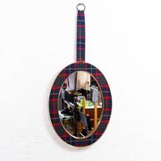 Miroir vintage laiton tissu écossais