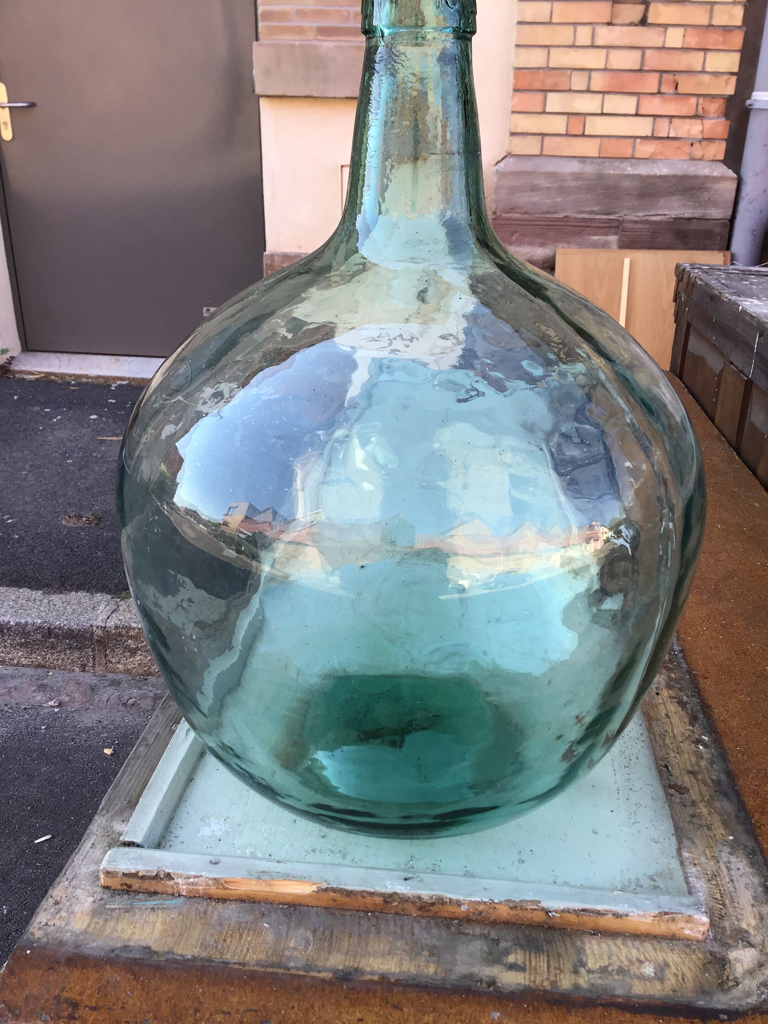 Vintage green demijohn 16 litres