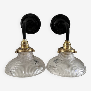 Pair of holophane wall lights